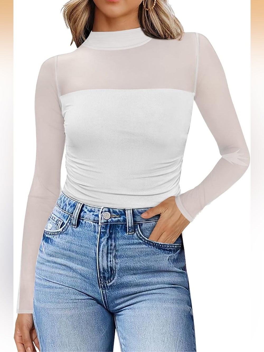 Long Sleeve Mesh Top